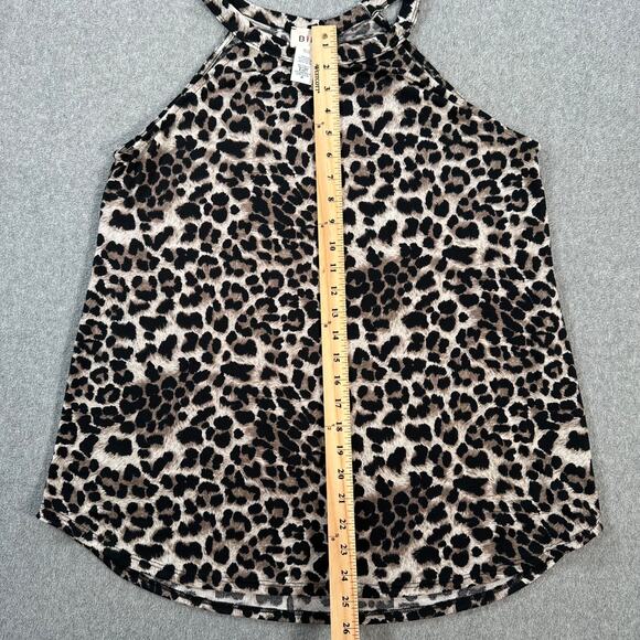 BIBI Leopard Print Halter Tank Top Women's Medium Sleeveless Black Brown Stretch - Picture 3 of 5